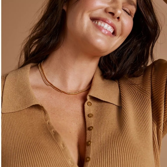 Anthropologie Button Up Collared Ribbed Top Size small - Picture 2 of 11